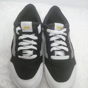 Vans Black and White Low-Top Sneakers with White Laces